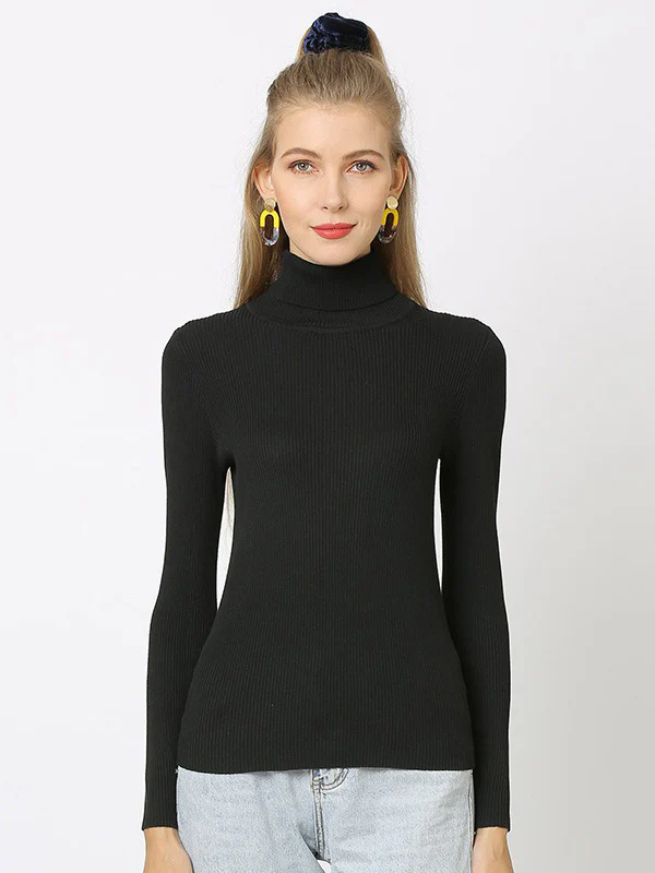 10 Colors Simple Knitting Solid Color High-Neck Pullover - Image 10
