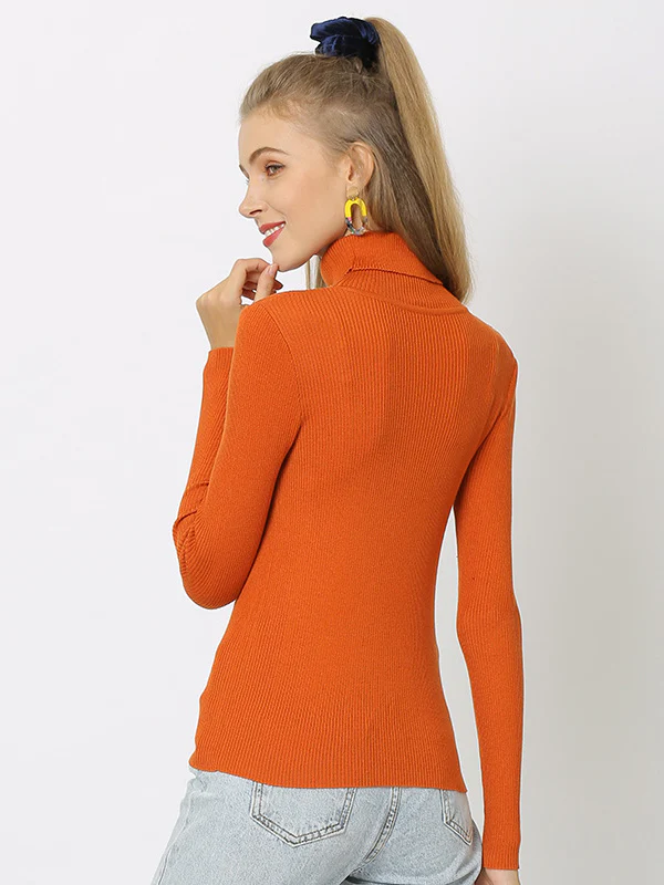 10 Colors Simple Knitting Solid Color High-Neck Pullover - Image 13