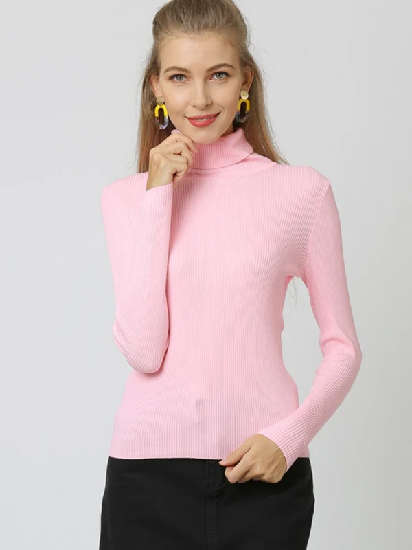 10 Colors Simple Knitting Solid Color High-Neck Pullover - Image 15