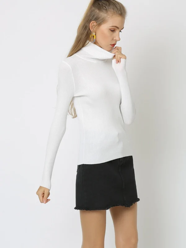 10 Colors Simple Knitting Solid Color High-Neck Pullover - Image 17