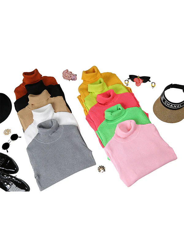 10 Colors Simple Knitting Solid Color High-Neck Pullover - Image 18