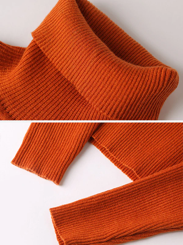 10 Colors Simple Knitting Solid Color High-Neck Pullover - Image 19