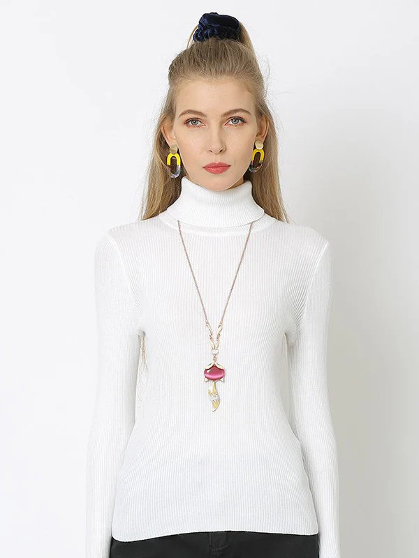 10 Colors Simple Knitting Solid Color High-Neck Pullover - Image 2