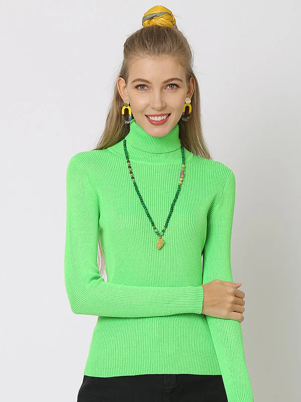10 Colors Simple Knitting Solid Color High-Neck Pullover - Image 5
