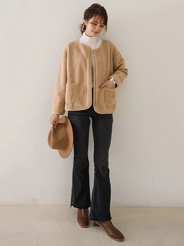 10 Colors Simple Solid Color Long Sleeves High-Neck T-Shirt Top - Image 32