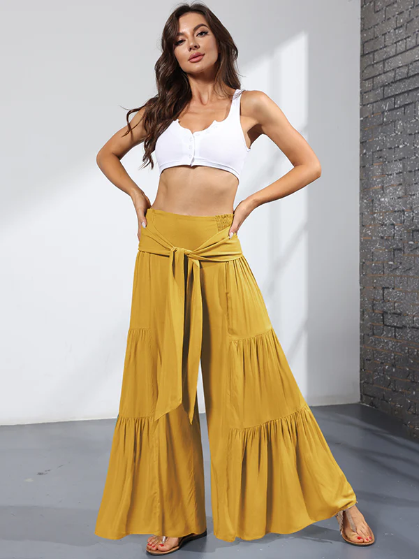 11 Colors Simple High Waisted Solid Color Casual Wide Leg Pants - Image 10