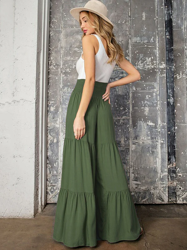 11 Colors Simple High Waisted Solid Color Casual Wide Leg Pants - Image 11