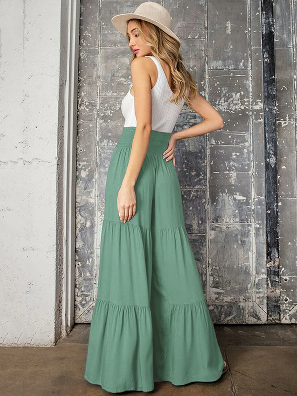 11 Colors Simple High Waisted Solid Color Casual Wide Leg Pants - Image 12