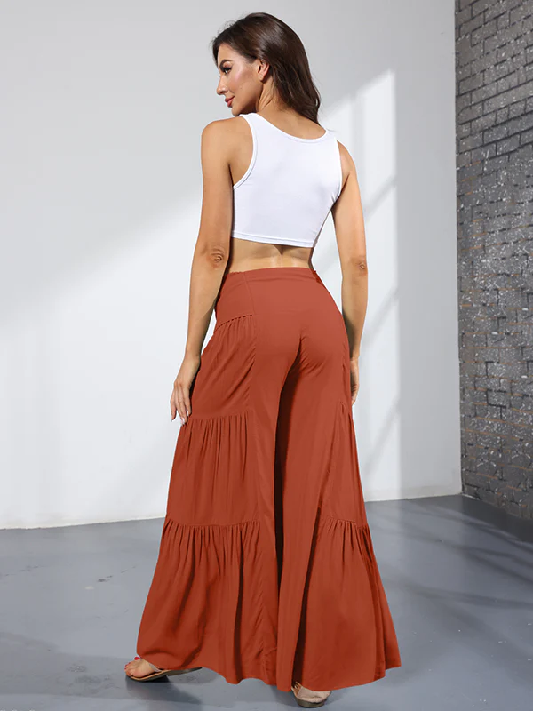 11 Colors Simple High Waisted Solid Color Casual Wide Leg Pants - Image 15