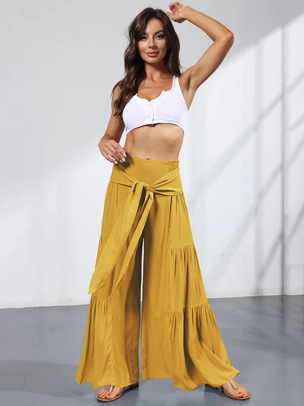 11 Colors Simple High Waisted Solid Color Casual Wide Leg Pants - Image 16