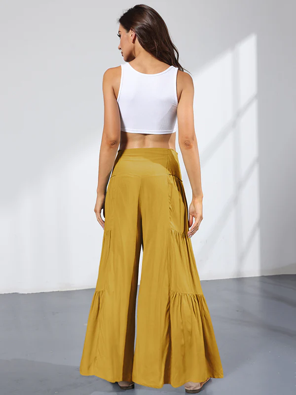 11 Colors Simple High Waisted Solid Color Casual Wide Leg Pants - Image 17