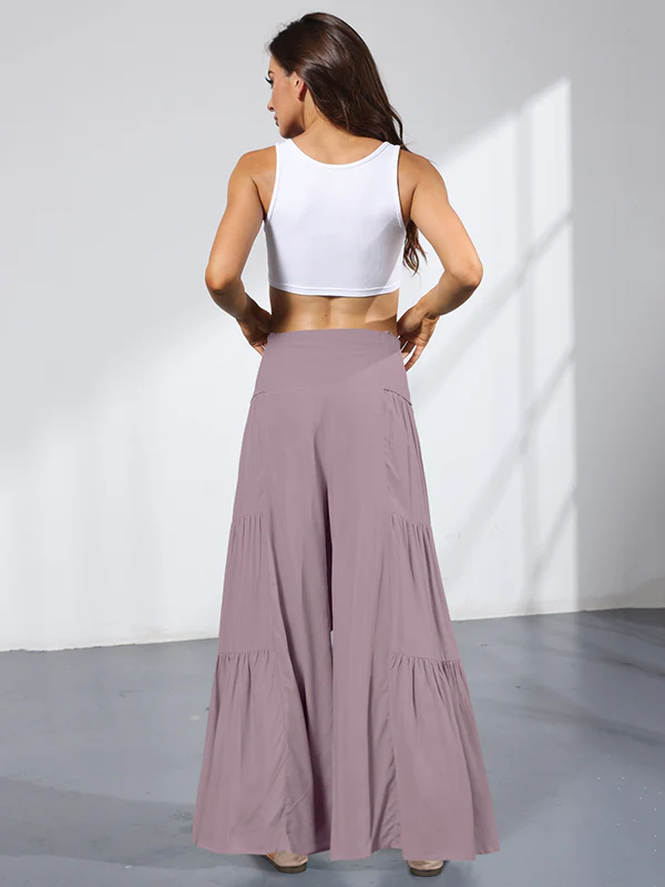 11 Colors Simple High Waisted Solid Color Casual Wide Leg Pants - Image 19
