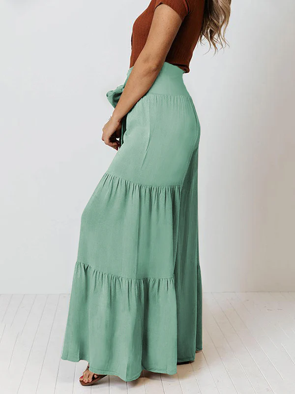 11 Colors Simple High Waisted Solid Color Casual Wide Leg Pants - Image 2