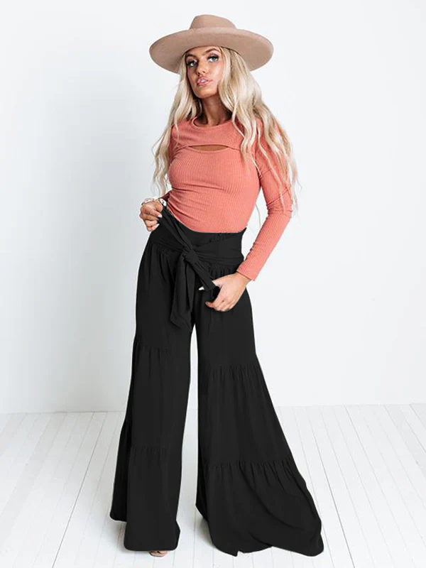 11 Colors Simple High Waisted Solid Color Casual Wide Leg Pants - Image 21