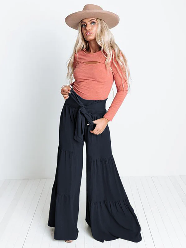 11 Colors Simple High Waisted Solid Color Casual Wide Leg Pants - Image 23