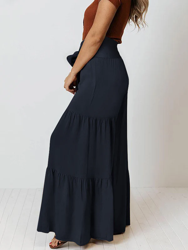 11 Colors Simple High Waisted Solid Color Casual Wide Leg Pants - Image 24