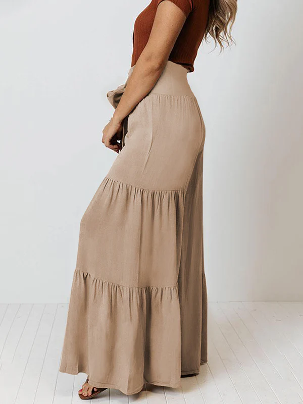 11 Colors Simple High Waisted Solid Color Casual Wide Leg Pants - Image 26