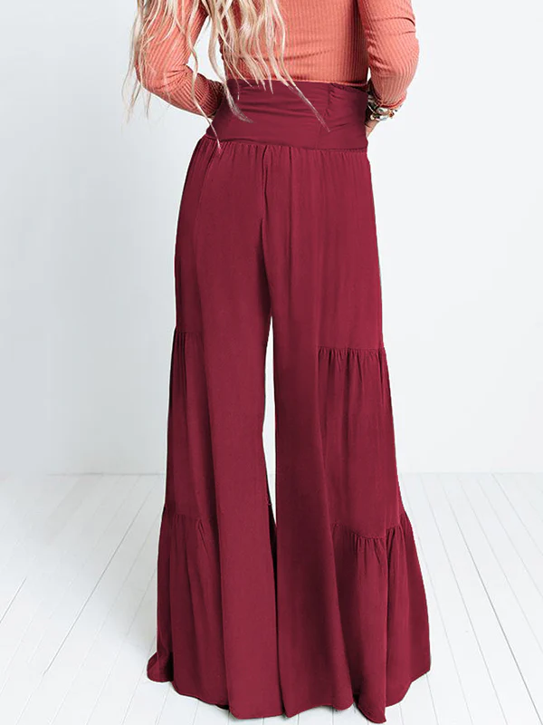 11 Colors Simple High Waisted Solid Color Casual Wide Leg Pants - Image 27