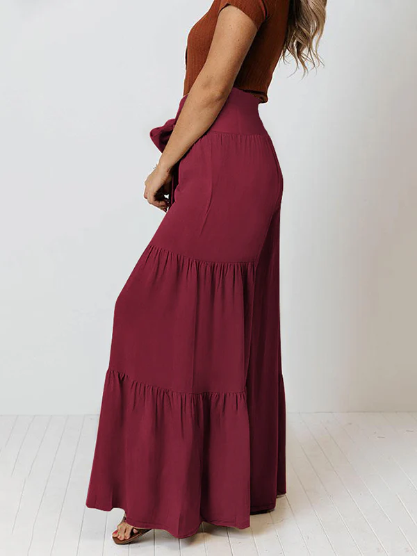 11 Colors Simple High Waisted Solid Color Casual Wide Leg Pants - Image 3