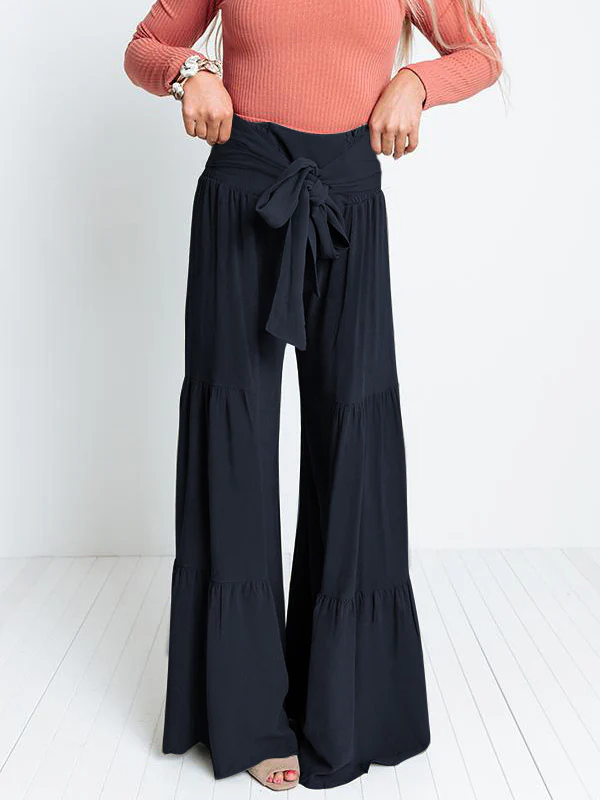 11 Colors Simple High Waisted Solid Color Casual Wide Leg Pants - Image 4
