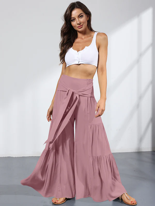 11 Colors Simple High Waisted Solid Color Casual Wide Leg Pants - Image 6
