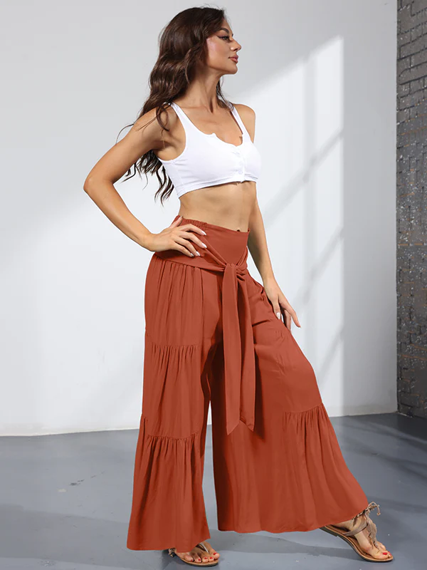 11 Colors Simple High Waisted Solid Color Casual Wide Leg Pants - Image 8