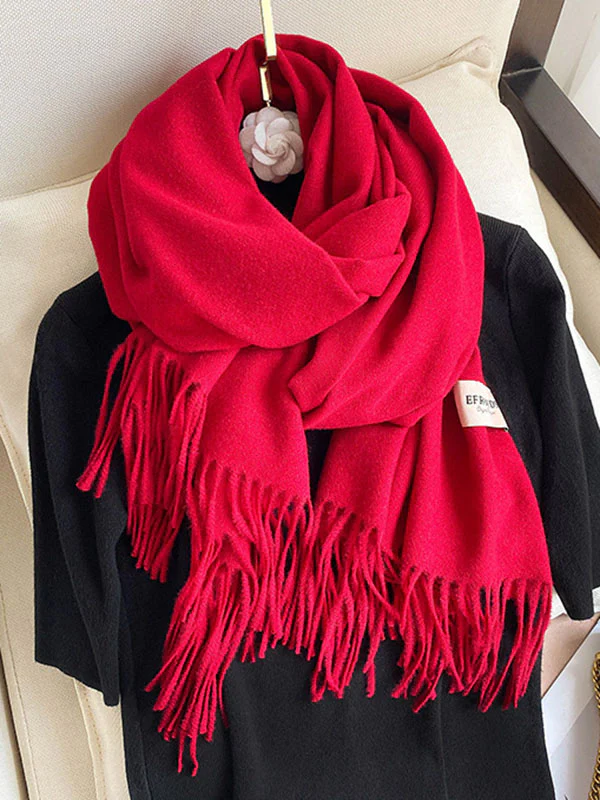 Solid Color Tasseled Scarf Scarfs&Hats - Image 10
