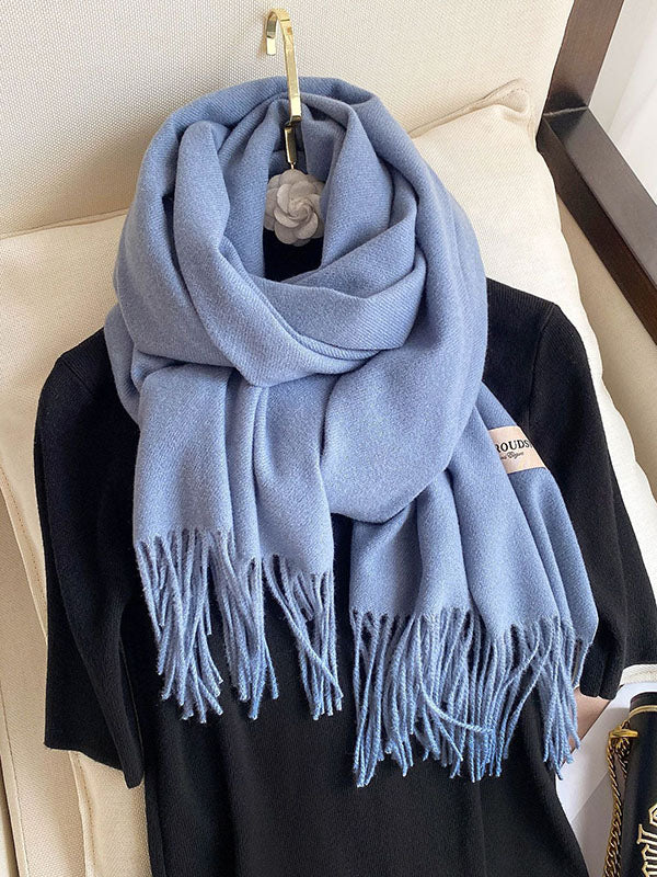 Solid Color Tasseled Scarf Scarfs&Hats - Image 11