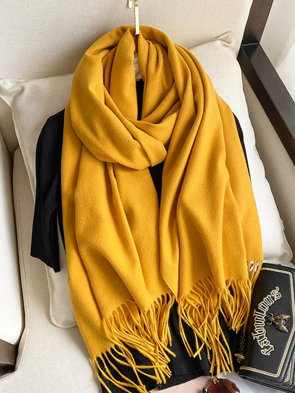 Solid Color Tasseled Scarf Scarfs&Hats - Image 14