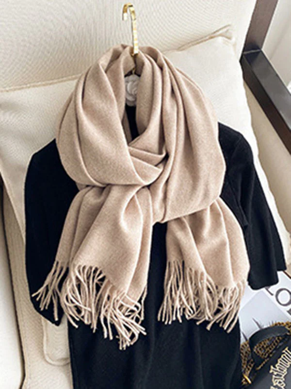 Solid Color Tasseled Scarf Scarfs&Hats - Image 15
