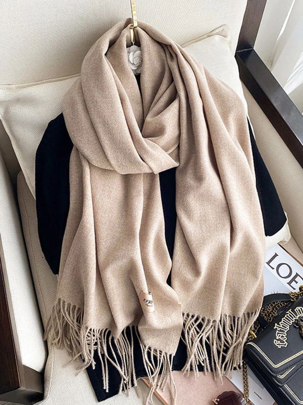 Solid Color Tasseled Scarf Scarfs&Hats - Image 16