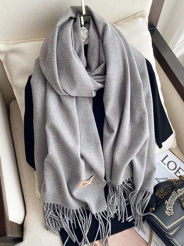 Solid Color Tasseled Scarf Scarfs&Hats - Image 18