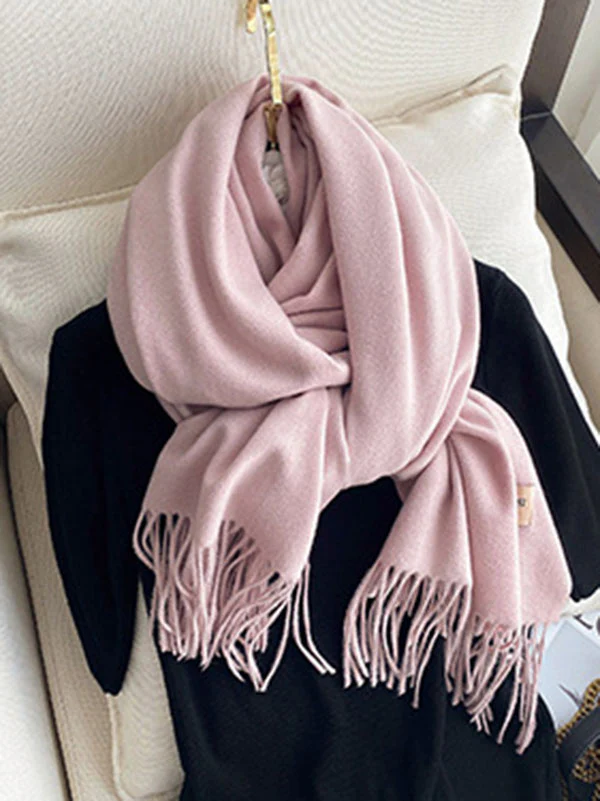 Solid Color Tasseled Scarf Scarfs&Hats - Image 19