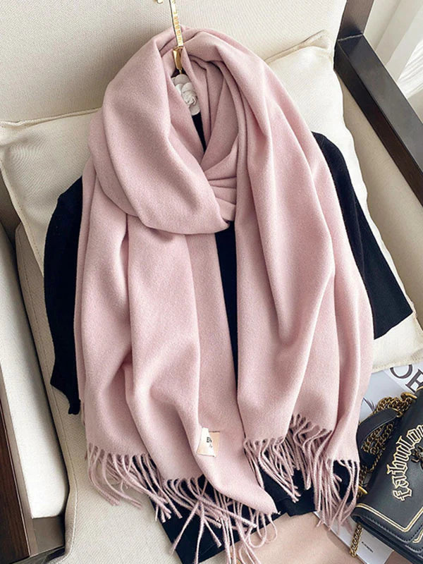 Solid Color Tasseled Scarf Scarfs&Hats - Image 20