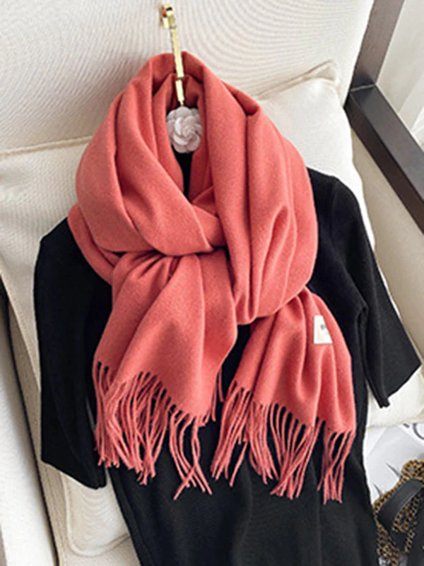 Solid Color Tasseled Scarf Scarfs&Hats - Image 23