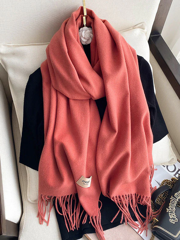 Solid Color Tasseled Scarf Scarfs&Hats - Image 24