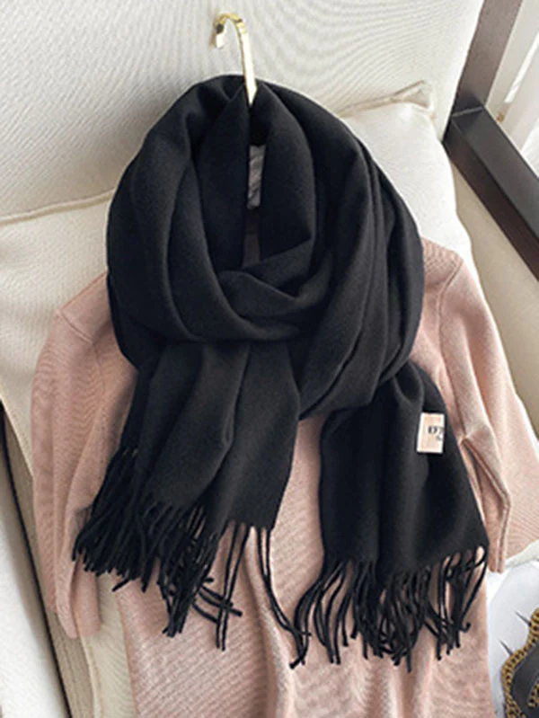 Solid Color Tasseled Scarf Scarfs&Hats - Image 25
