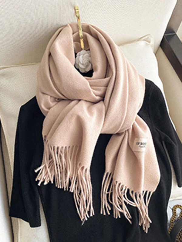 Solid Color Tasseled Scarf Scarfs&Hats - Image 27