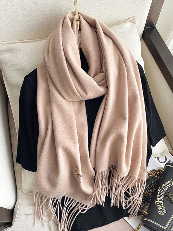 Solid Color Tasseled Scarf Scarfs&Hats - Image 28