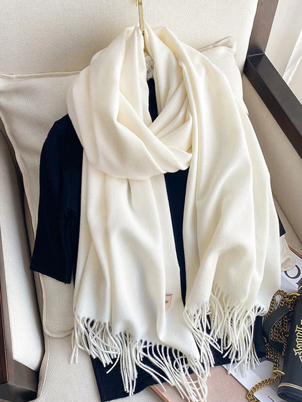 Solid Color Tasseled Scarf Scarfs&Hats - Image 32
