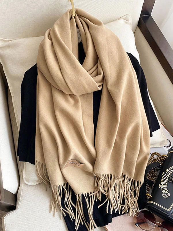 Solid Color Tasseled Scarf Scarfs&Hats - Image 36