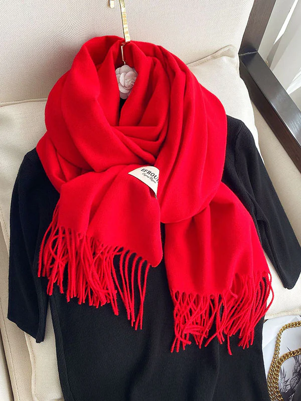 Solid Color Tasseled Scarf Scarfs&Hats - Image 7
