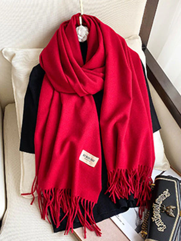 Solid Color Tasseled Scarf Scarfs&Hats - Image 9
