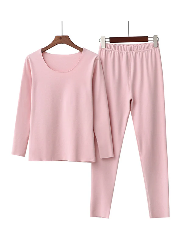 2PCS Plus Size Solid Color Round-Neck Top&Bottom Pajama Set - Image 7