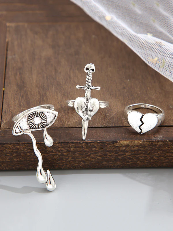 3 Pieces Eye Shape Heart Shape Rings Accessories - Image 2