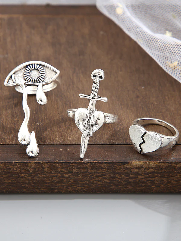 3 Pieces Eye Shape Heart Shape Rings Accessories - Image 3