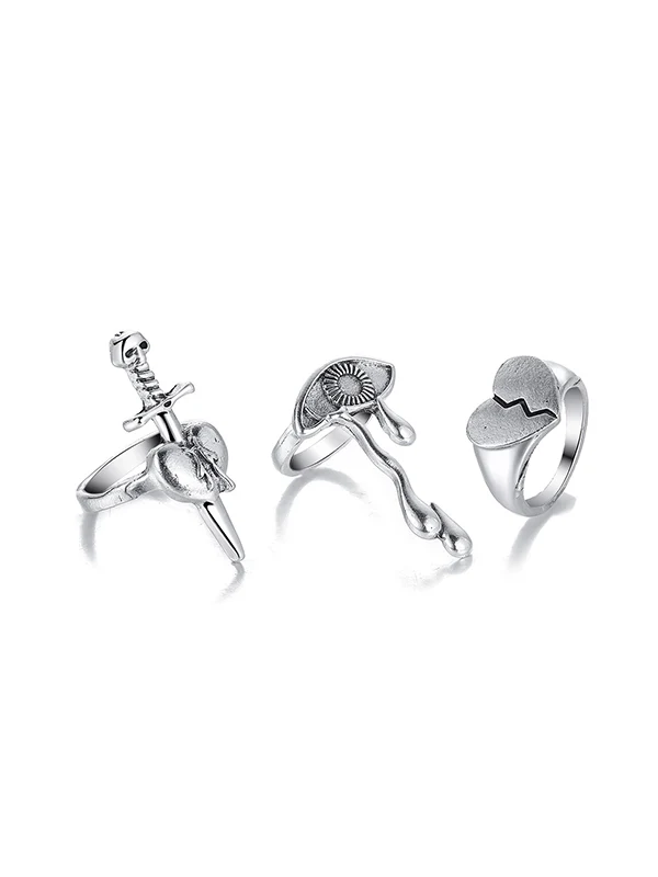 3 Pieces Eye Shape Heart Shape Rings Accessories - Image 4