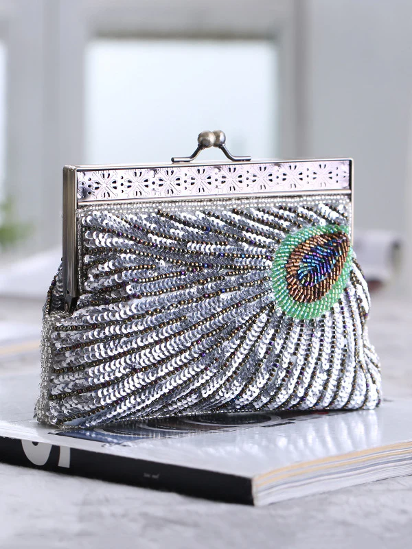 4 Colors Urban Geometric Sequined Makeup Bag Handbag - Image 2