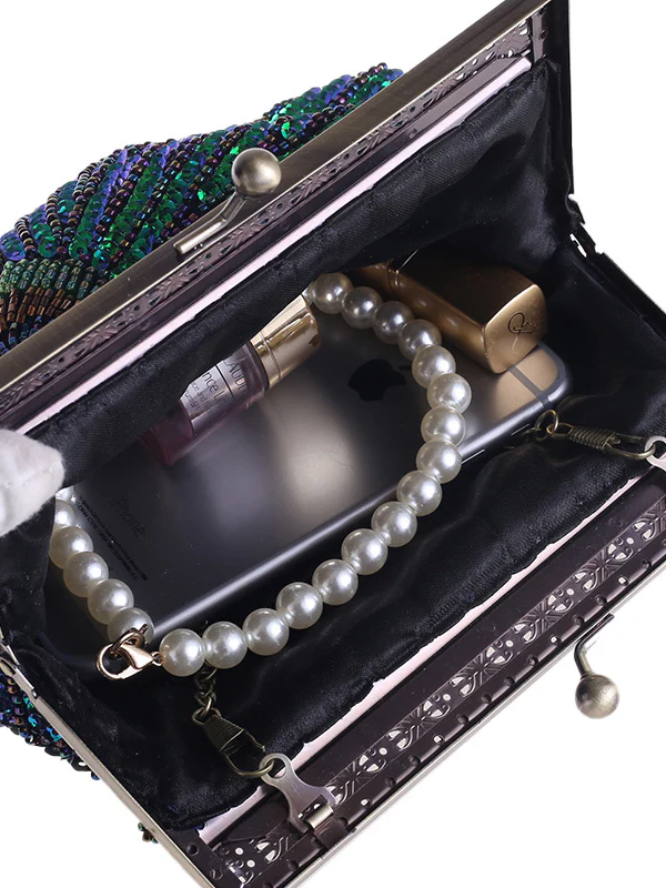 4 Colors Urban Geometric Sequined Makeup Bag Handbag - Image 7