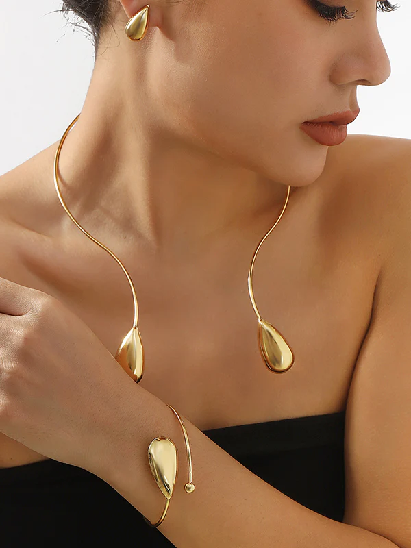4 Pcs Geometric Bracelet Accessories + Drop Earrings + Necklaces Accessories - Image 2